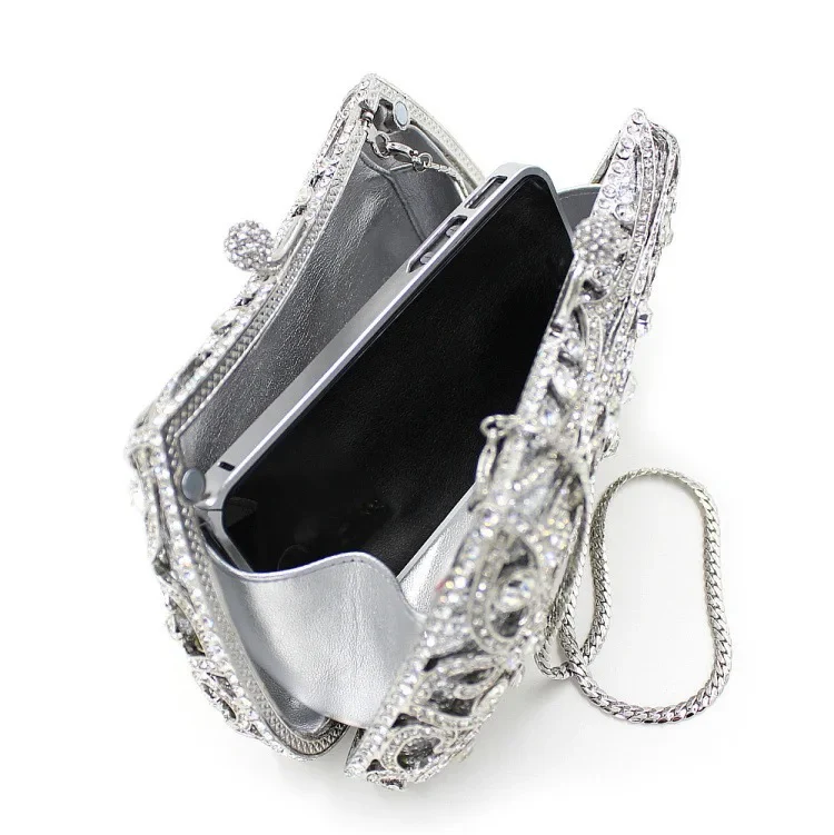 Ayanne Crystal Covered Clutch Bag - Silver - Image 3
